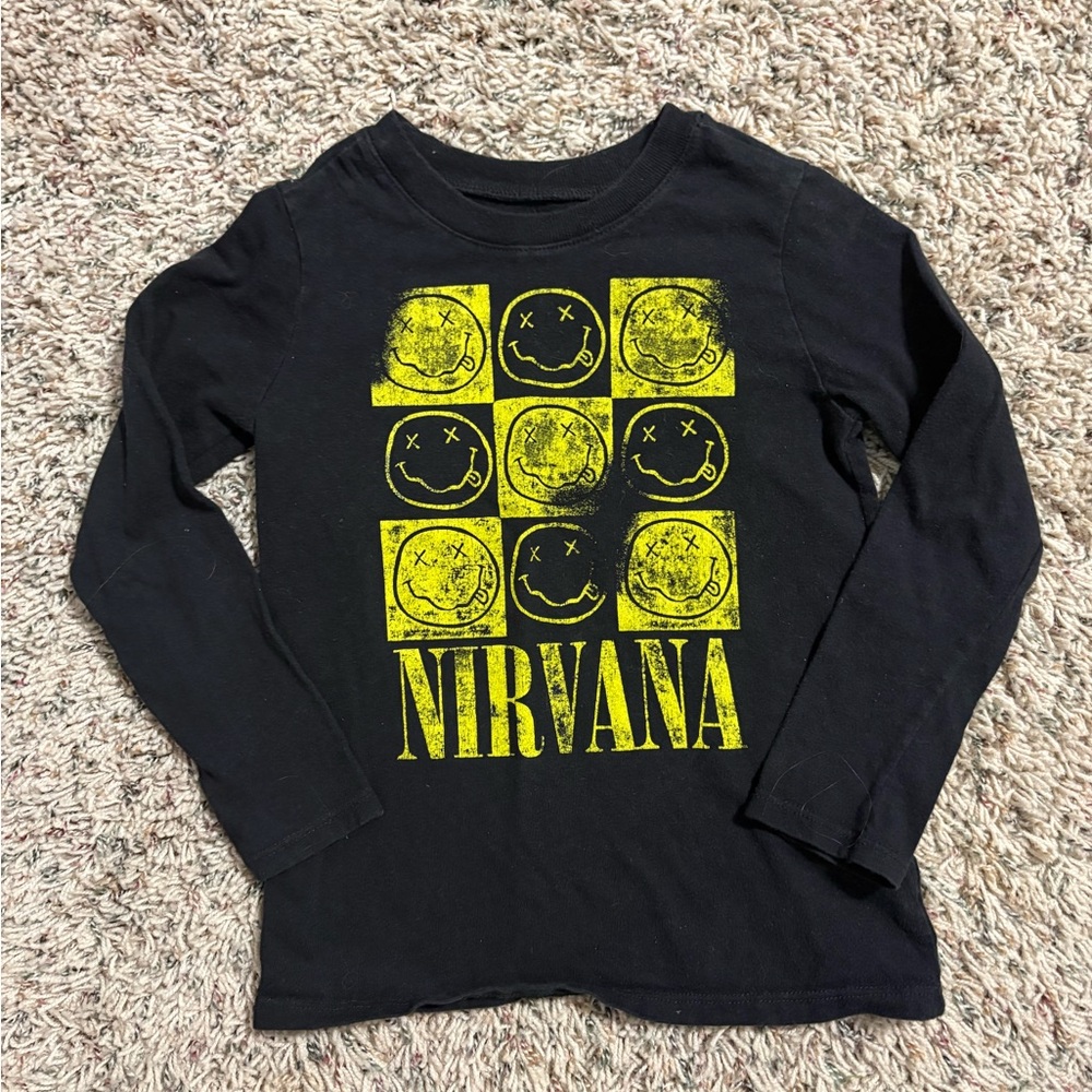 NIRVANA Kids Long Sleeve Shirt in Black and Yellow Size 5T